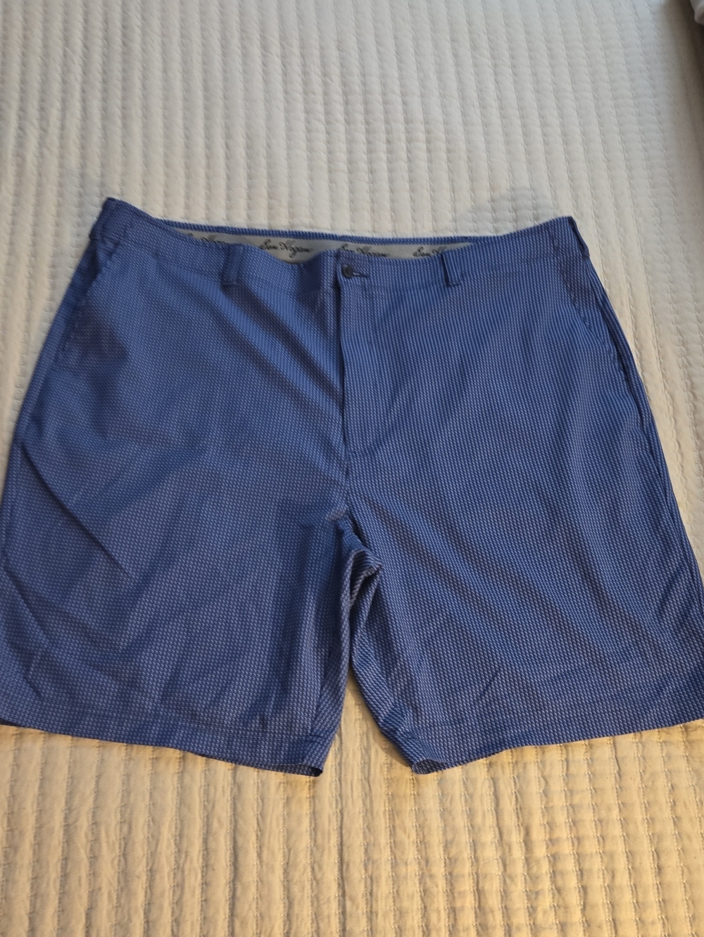 Ben Hogan Men's Small-Print Blue Flat-Front Shorts Sz 46